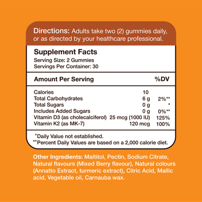 Vitamin K2+D3 – Supplement Facts