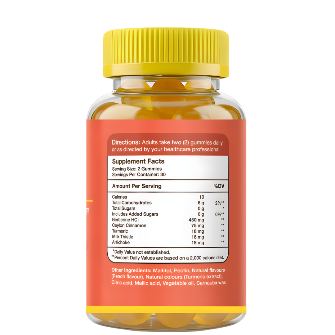 Berberine 600mg – 60 Gummies – Back