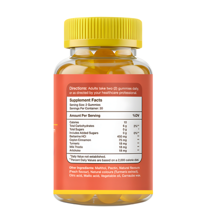 Berberine 600mg – 60 Gummies – Back