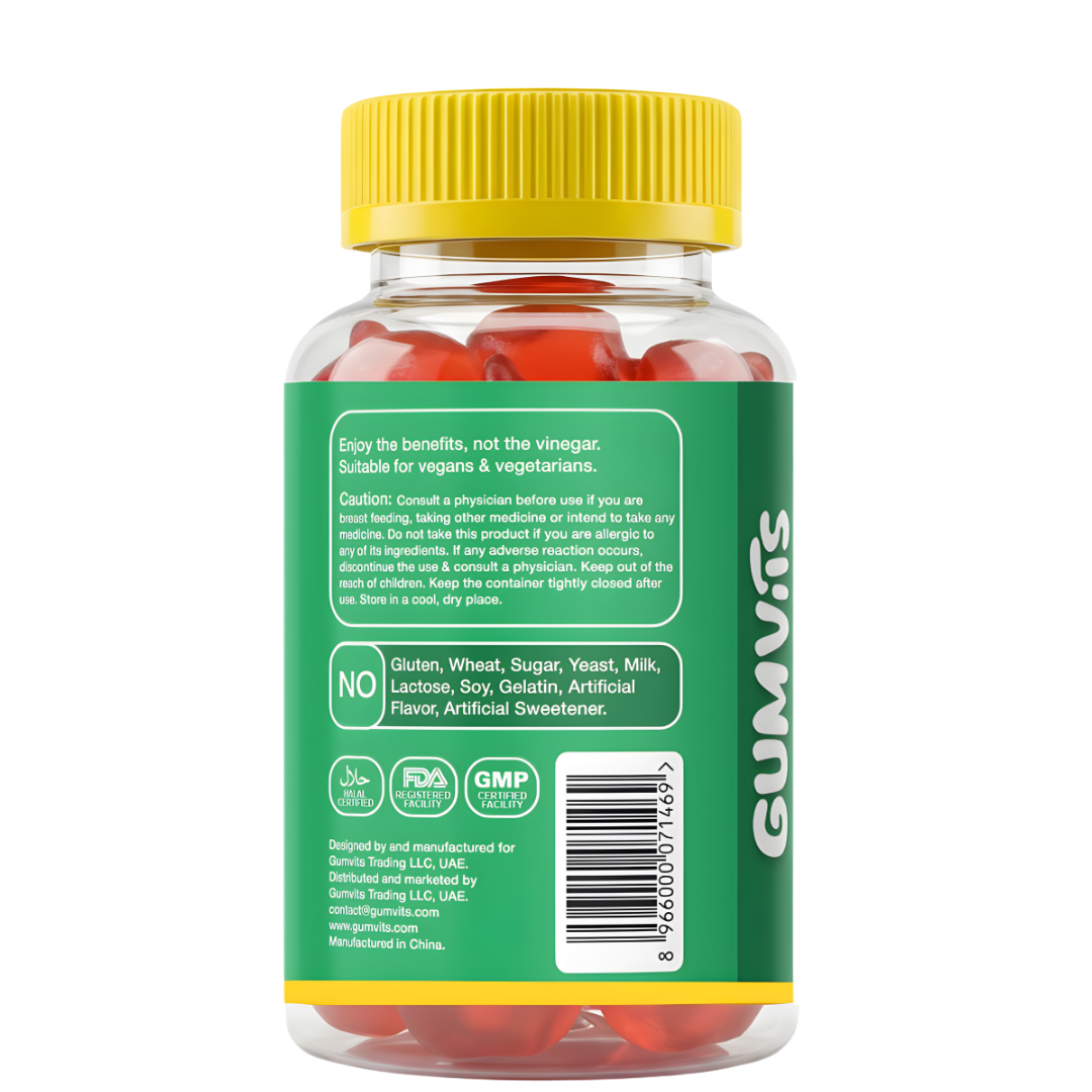 Apple Cider Vinegar 500mg – 60 Gummies – Side