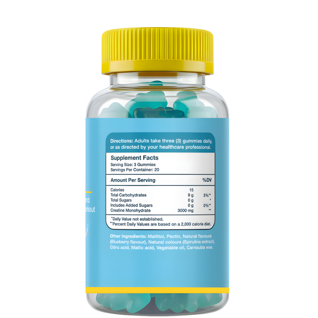 Creatine 3000mg Gummies Supplement Facts Label