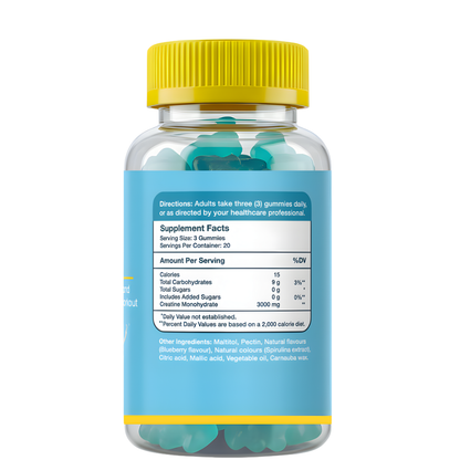 Creatine 3000mg Gummies Supplement Facts Label