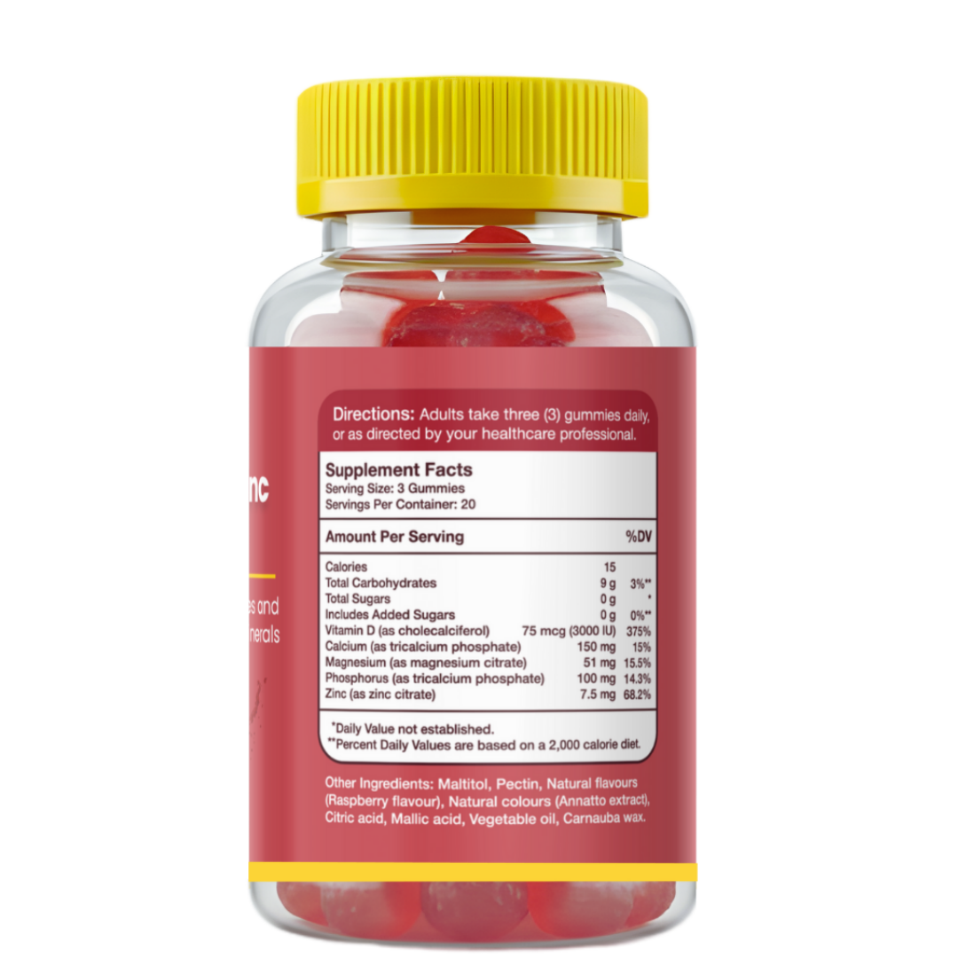 Gumvits Calcium Magnesium Zinc & Vitamin D3 Supplement Facts Label