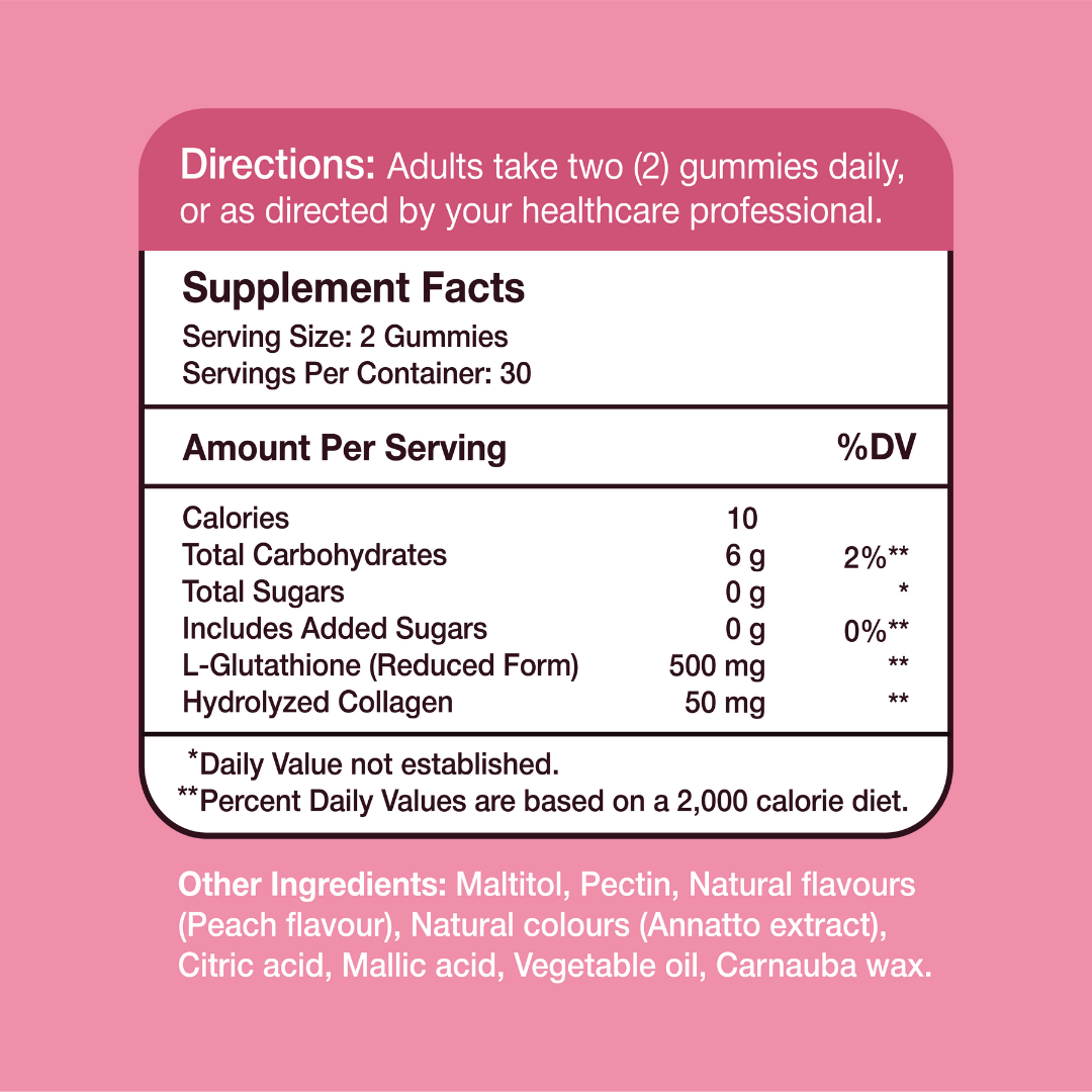 Gumvits Glutathione Plus Collagen Gummies Supplement Facts