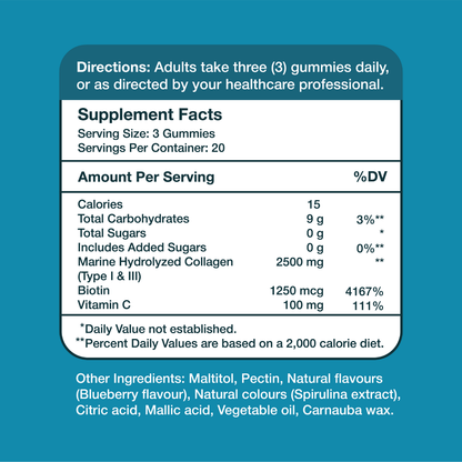 Gumvits Marine Collagen with Biotin & Vitamin C Gummies Supplement Facts
