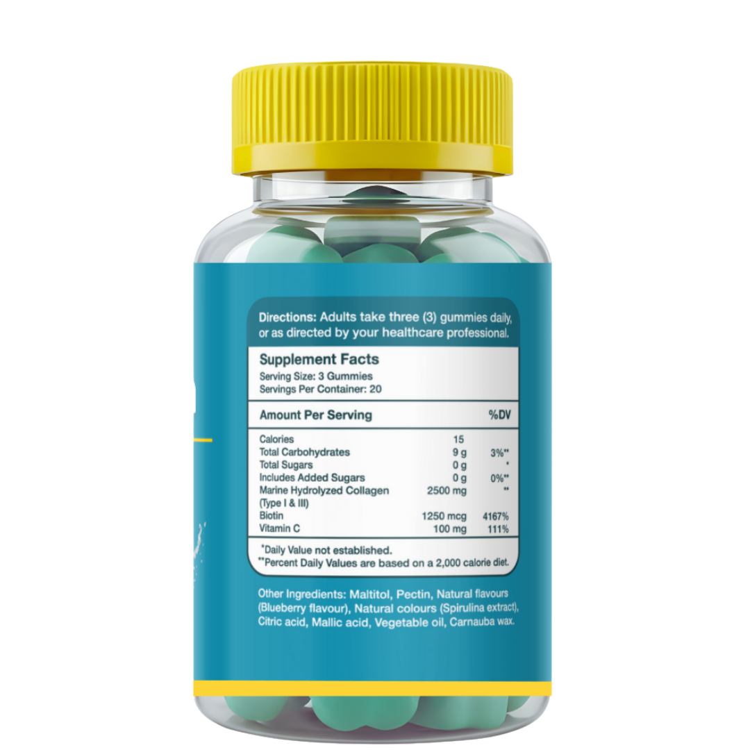 Gumvits Marine Collagen with Biotin & Vitamin C Gummies Supplement Facts Label