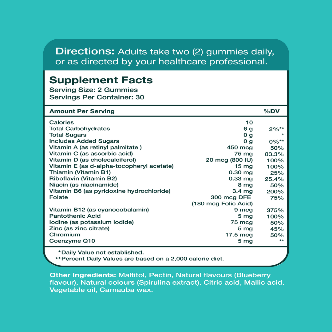 Gumvits Mens Multi Gummies Supplement Facts