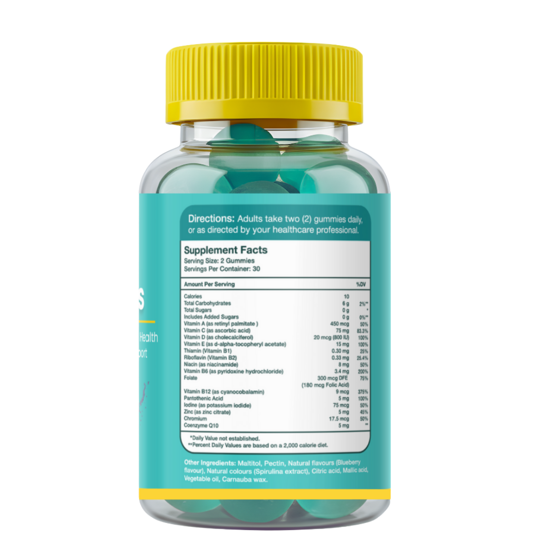 Gumvits Men's Multi Gummies Supplement Facts Label