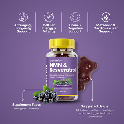 Gumvits NMN & Resveratrol Gummies Supplement Label
